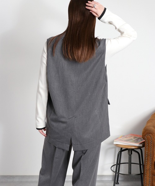 cepo（セポ）の「〈セットアップ対応可能 / 2点セットアイテム〉レイヤードテーラードジャケット＆ベスト（テーラードジャケット・レディース・チャコール/ブラック・M）」の21枚目の写真