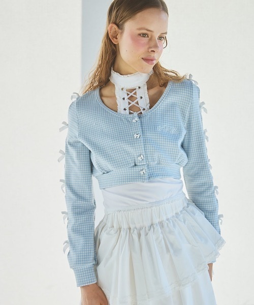 lilLilly（リルリリー）の「レースアップカップキャミソール（キャミソール・レディース・ホワイト/ブラック・FREE）」の6枚目の写真