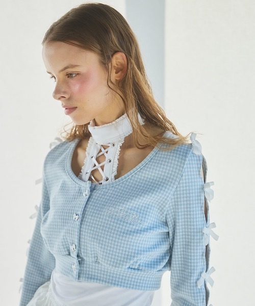 lilLilly（リルリリー）の「レースアップカップキャミソール（キャミソール・レディース・ホワイト/ブラック・FREE）」の7枚目の写真