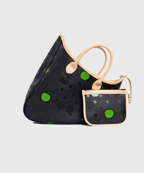 THE BEATLES COMME des GARCONS(ザ ビートルズ コムデギャルソン)の「THE BEATLES CdG BOAT BAG APPLE PRINTED / Natural collour handle BIG(トートバッグ・メンズ・ブラック・ONE SIZE)」の4枚目の写真