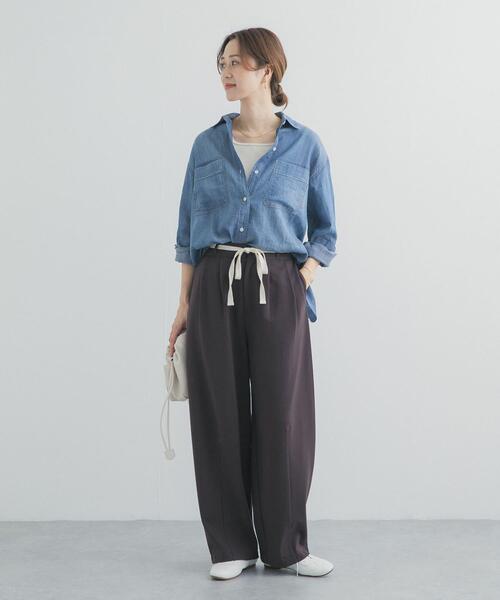 URBAN RESEARCH DOORS（アーバンリサーチドアーズ）の「シアーデニムシャツ｜春服/羽織り/日除け/カジュアル/通勤（シャツ/ブラウス・レディース・ブラック/インディゴブルー・FREE）」の9枚目の写真