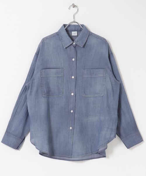 URBAN RESEARCH DOORS（アーバンリサーチドアーズ）の「シアーデニムシャツ｜春服/羽織り/日除け/カジュアル/通勤（シャツ/ブラウス・レディース・ブラック/インディゴブルー・FREE）」の13枚目の写真