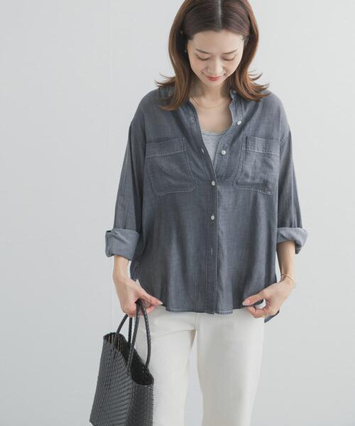 URBAN RESEARCH DOORS（アーバンリサーチドアーズ）の「シアーデニムシャツ｜春服/羽織り/日除け/カジュアル/通勤（シャツ/ブラウス・レディース・ブラック/インディゴブルー・FREE）」の17枚目の写真