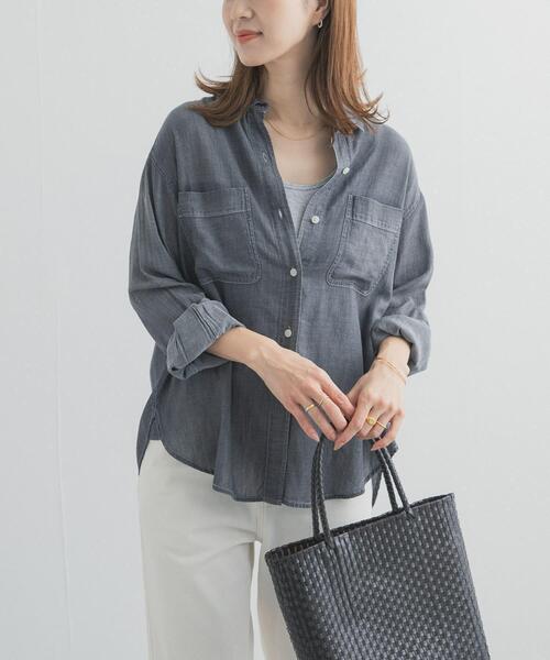 URBAN RESEARCH DOORS（アーバンリサーチドアーズ）の「シアーデニムシャツ｜春服/羽織り/日除け/カジュアル/通勤（シャツ/ブラウス・レディース・ブラック/インディゴブルー・FREE）」の18枚目の写真