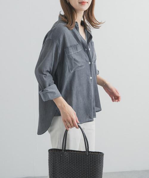 URBAN RESEARCH DOORS（アーバンリサーチドアーズ）の「シアーデニムシャツ｜春服/羽織り/日除け/カジュアル/通勤（シャツ/ブラウス・レディース・ブラック/インディゴブルー・FREE）」の19枚目の写真