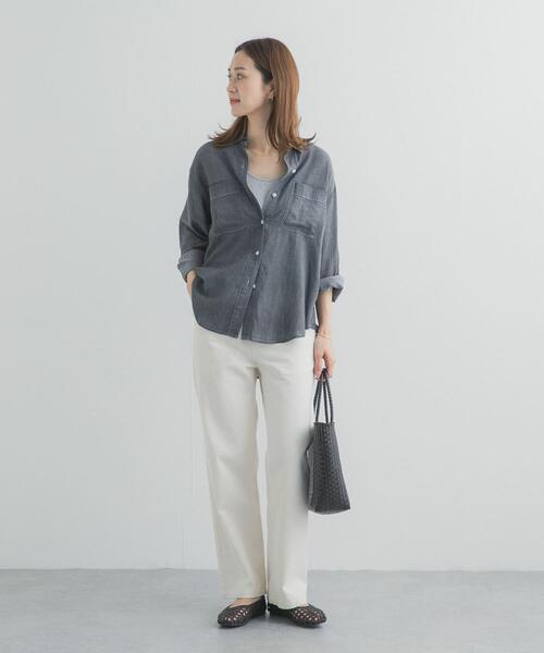 URBAN RESEARCH DOORS（アーバンリサーチドアーズ）の「シアーデニムシャツ｜春服/羽織り/日除け/カジュアル/通勤（シャツ/ブラウス・レディース・ブラック/インディゴブルー・FREE）」の21枚目の写真