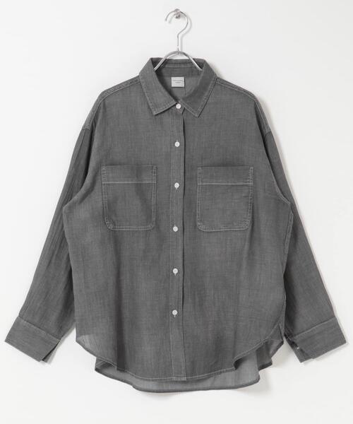 URBAN RESEARCH DOORS（アーバンリサーチドアーズ）の「シアーデニムシャツ｜春服/羽織り/日除け/カジュアル/通勤（シャツ/ブラウス・レディース・ブラック/インディゴブルー・FREE）」の22枚目の写真