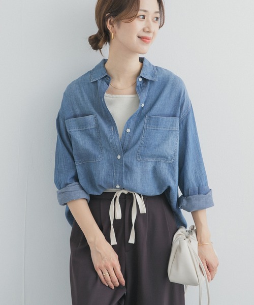 URBAN RESEARCH DOORS（アーバンリサーチドアーズ）の「シアーデニムシャツ（シャツ/ブラウス・レディース・ブラック/インディゴブルー・FREE）」の17枚目の写真
