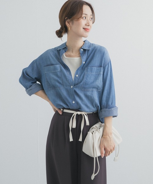 URBAN RESEARCH DOORS（アーバンリサーチドアーズ）の「シアーデニムシャツ（シャツ/ブラウス・レディース・ブラック/インディゴブルー・FREE）」の21枚目の写真