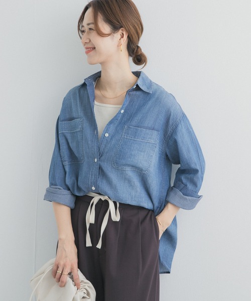 URBAN RESEARCH DOORS（アーバンリサーチドアーズ）の「シアーデニムシャツ（シャツ/ブラウス・レディース・ブラック/インディゴブルー・FREE）」の22枚目の写真