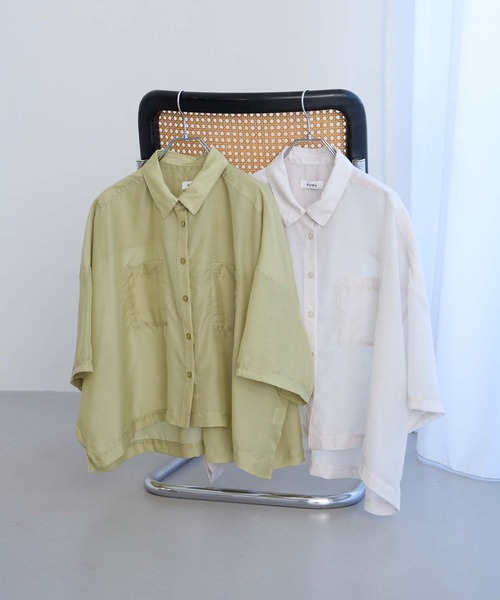 Aunely(オーネリー)の「【Aunely】ひんやり ダブルポケット ミニマル シアーシャツ <YOSOOIシリーズ>(シャツ/ブラウス・レディース・ライトカーキ/ブラウン/ブルー/チャコールグレー/オフホワイト/グレイッシュベージュ/ブラック・L/M)」の14枚目の写真