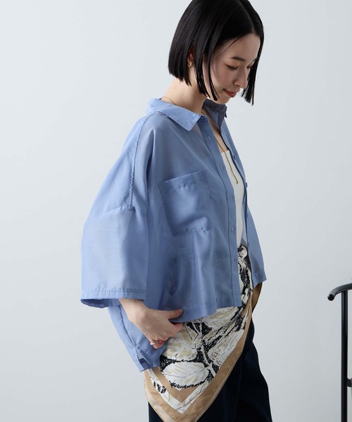 Aunely(オーネリー)の「【Aunely】ひんやり ダブルポケット ミニマル シアーシャツ <YOSOOIシリーズ>(シャツ/ブラウス・レディース・ライトカーキ/ブラウン/ブルー/チャコールグレー/オフホワイト/グレイッシュベージュ/ブラック・L/M)」の22枚目の写真