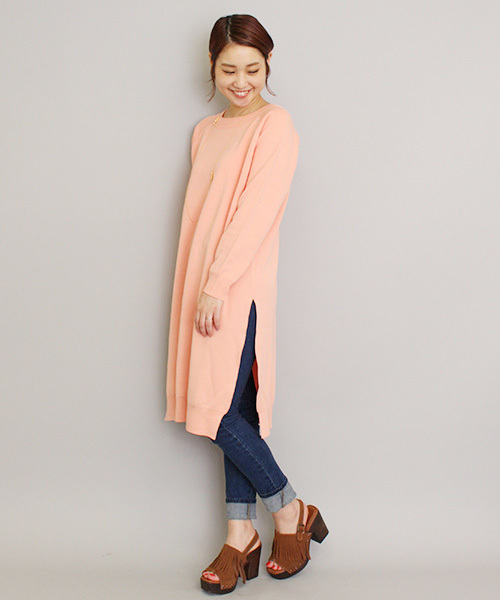 mystic（ミスティック）の「【mystic】ウオッシャブルスリットワンピース（ワンピース・レディース・オフホワイト/ブルー/キャメル/ピンク・ﾌﾘ-）」の4枚目の写真