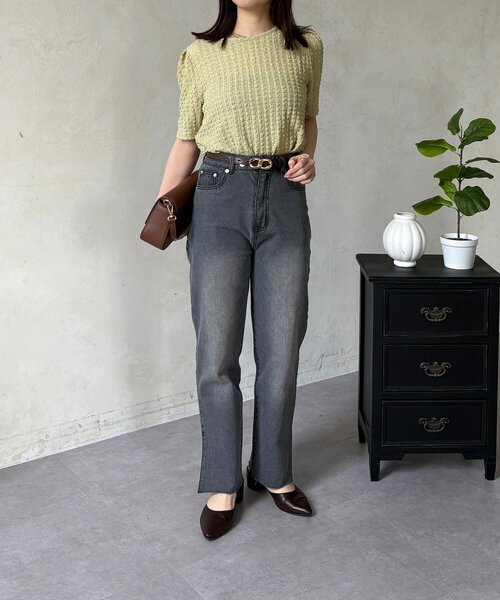 Thevon(ゼボン)の「カットオフストレートデニム(デニムパンツ・レディース・グレー/サックスブルー・M/S)」の7枚目の写真