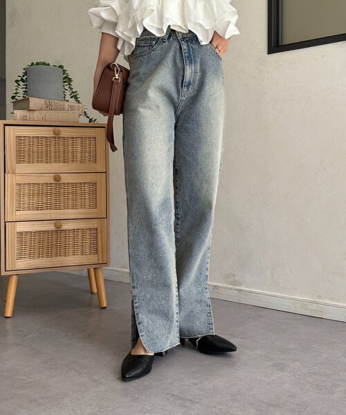 Thevon(ゼボン)の「カットオフストレートデニム(デニムパンツ・レディース・グレー/サックスブルー・M/S)」の13枚目の写真