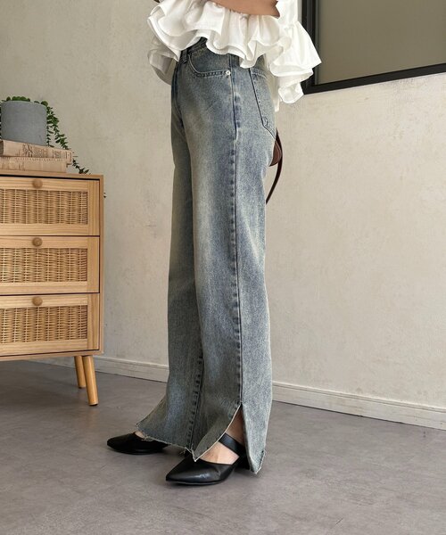 Thevon(ゼボン)の「カットオフストレートデニム(デニムパンツ・レディース・グレー/サックスブルー・M/S)」の14枚目の写真