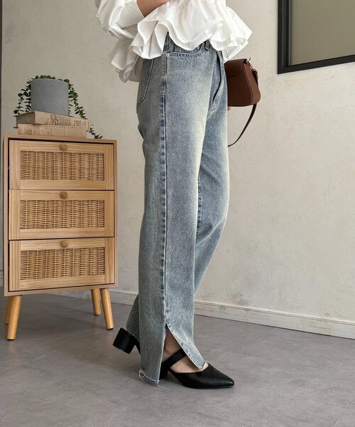 Thevon(ゼボン)の「カットオフストレートデニム(デニムパンツ・レディース・グレー/サックスブルー・M/S)」の16枚目の写真