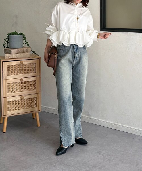 Thevon(ゼボン)の「カットオフストレートデニム(デニムパンツ・レディース・グレー/サックスブルー・M/S)」の18枚目の写真