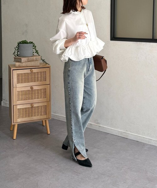 Thevon(ゼボン)の「カットオフストレートデニム(デニムパンツ・レディース・グレー/サックスブルー・M/S)」の21枚目の写真