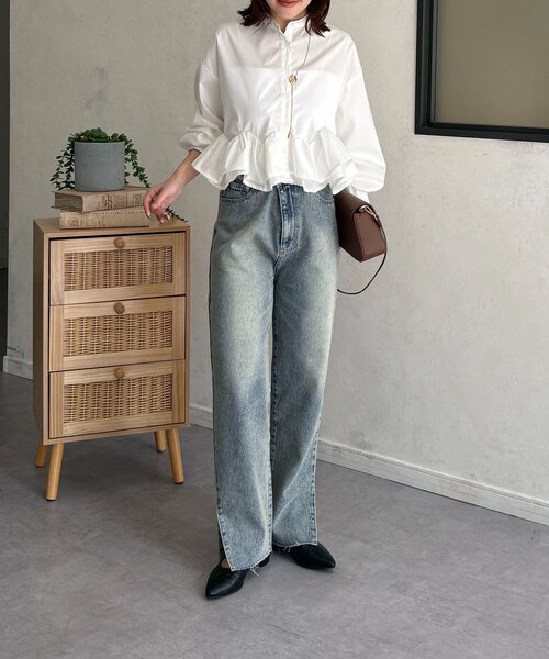 Thevon(ゼボン)の「カットオフストレートデニム(デニムパンツ・レディース・グレー/サックスブルー・M/S)」の22枚目の写真