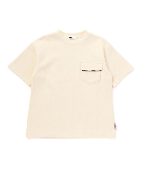 WASK(ワスク)の「WASKアイコン刺しゅう パイルBIGTシャツ(Tシャツ/カットソー・キッズ・オフホワイト/グレー・130cm/160cm/140cm/150cm)」の2枚目の写真