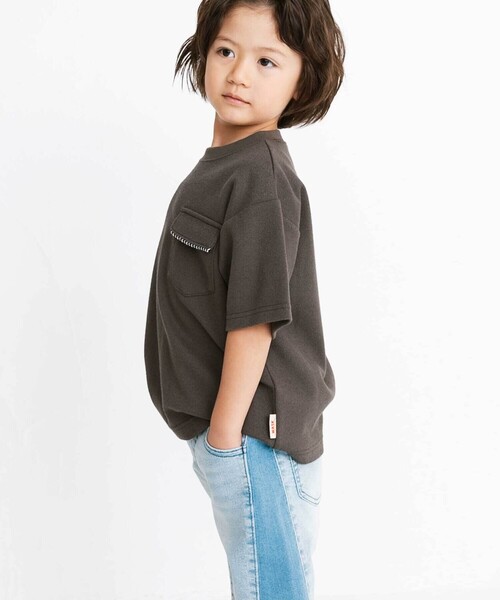 WASK(ワスク)の「WASKアイコン刺しゅう パイルBIGTシャツ(Tシャツ/カットソー・キッズ・オフホワイト/グレー・130cm/160cm/140cm/150cm)」の15枚目の写真