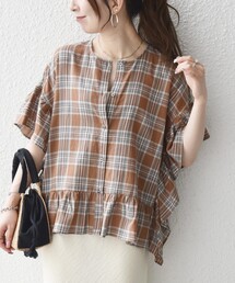SHIPS any:〈洗濯機可能〉REPREVE ペプラム フリル ティアード シャツ