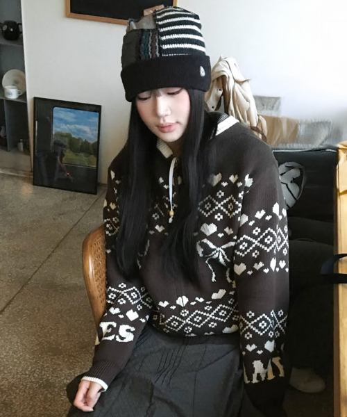 AMESWORLDWIDE（アメスワールドワイド）の「COWICHAN KNIT HOODIE ZIP-UP BROWN（カーディガン/ボレロ・レディース・その他・SMALL/MEDIUM）」の2枚目の写真