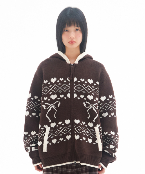 AMESWORLDWIDE（アメスワールドワイド）の「COWICHAN KNIT HOODIE ZIP-UP BROWN（カーディガン/ボレロ・レディース・その他・SMALL/MEDIUM）」の3枚目の写真