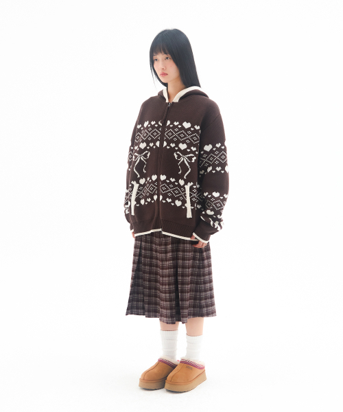AMESWORLDWIDE（アメスワールドワイド）の「COWICHAN KNIT HOODIE ZIP-UP BROWN（カーディガン/ボレロ・レディース・その他・SMALL/MEDIUM）」の4枚目の写真