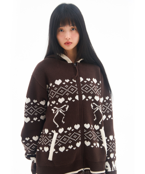 AMESWORLDWIDE（アメスワールドワイド）の「COWICHAN KNIT HOODIE ZIP-UP BROWN（カーディガン/ボレロ・レディース・その他・SMALL/MEDIUM）」の7枚目の写真