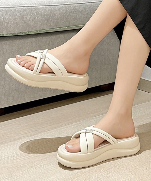 Miniministore（ミニミニストア）の「厚底サンダル ミュールサンダル 美脚夏靴（サンダル・レディース・アイボリー/ブラック・25.0cm/24.5cm/24.0cm/23.5cm/23.0cm/22.5cm）」の7枚目の写真