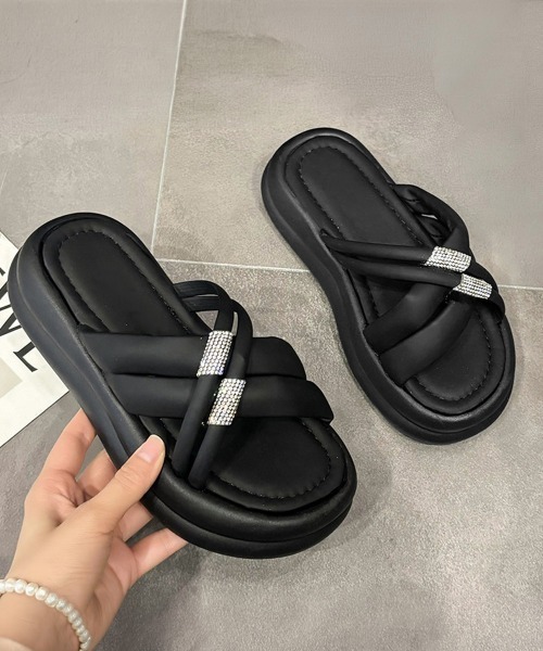 Miniministore（ミニミニストア）の「厚底サンダル ミュールサンダル 美脚夏靴（サンダル・レディース・アイボリー/ブラック・25.0cm/24.5cm/24.0cm/23.5cm/23.0cm/22.5cm）」の13枚目の写真
