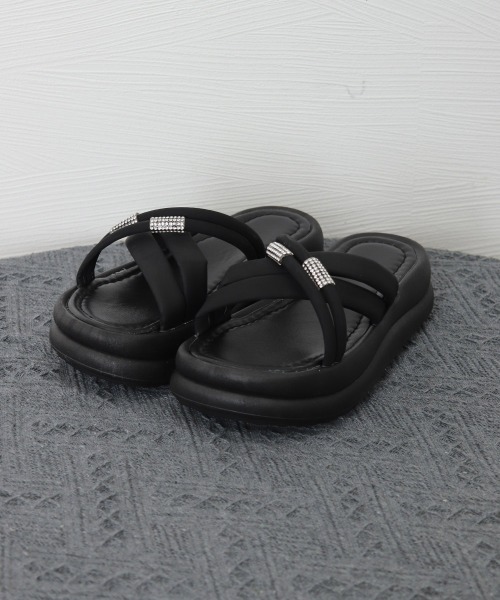 Miniministore（ミニミニストア）の「厚底サンダル ミュールサンダル 美脚夏靴（サンダル・レディース・アイボリー/ブラック・25.0cm/24.5cm/24.0cm/23.5cm/23.0cm/22.5cm）」の14枚目の写真
