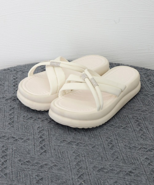 Miniministore（ミニミニストア）の「厚底サンダル ミュールサンダル 美脚夏靴（サンダル・レディース・アイボリー/ブラック・25.0cm/24.5cm/24.0cm/23.5cm/23.0cm/22.5cm）」の16枚目の写真
