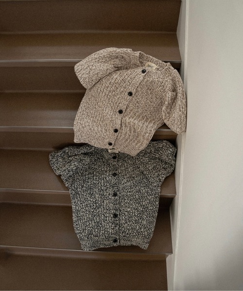 lawgy（ラウジー）の「mini balloon sleeve mix knit / ミニバルーンスリーブミックスニット（ニット/セーター・レディース・ベージュ/ブラック・FREE）」の8枚目の写真