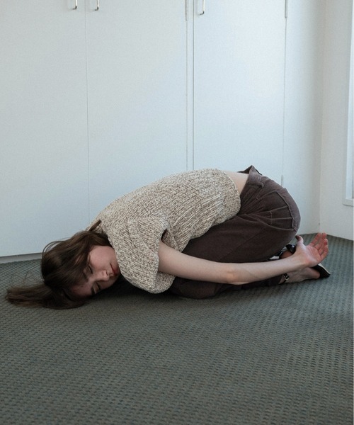 lawgy（ラウジー）の「mini balloon sleeve mix knit / ミニバルーンスリーブミックスニット（ニット/セーター・レディース・ベージュ/ブラック・FREE）」の16枚目の写真