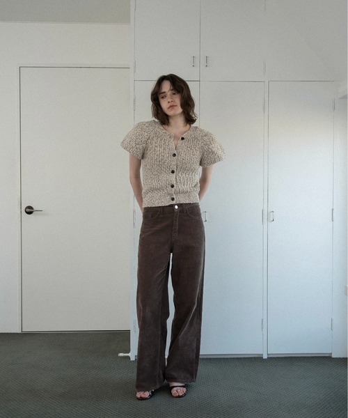 lawgy（ラウジー）の「mini balloon sleeve mix knit / ミニバルーンスリーブミックスニット（ニット/セーター・レディース・ベージュ/ブラック・FREE）」の17枚目の写真