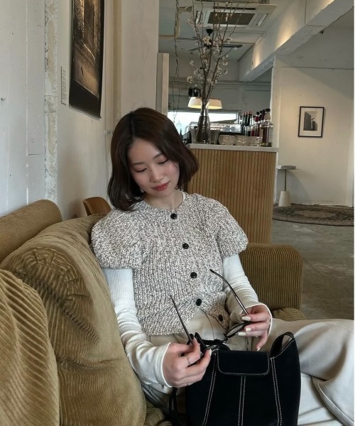 mini balloon sleeve mix knit / ミニバルーンスリーブミックスニット mini balloon sleeve mix knit / ミニバルーンスリーブミックスニット