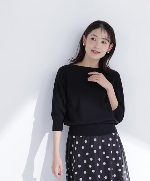 NATURAL BEAUTY BASIC(ナチュラルビューティーベーシック)の「【ちょうど、いい服】しれっと、できすぎニット(ニット/セーター・レディース・レッド/オフホワイト/ブルー/ブラック・FREE)」の2枚目の写真