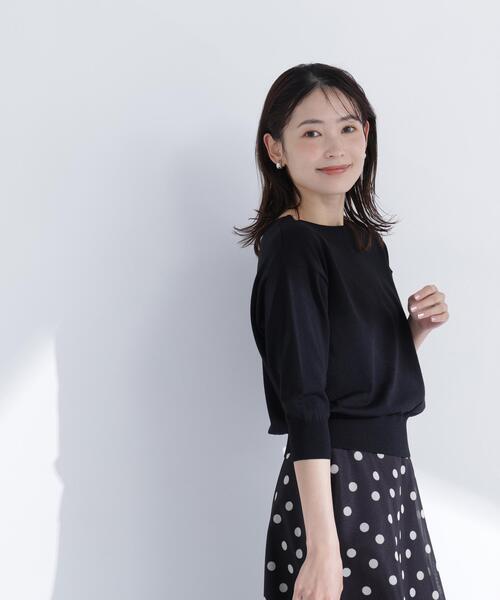 NATURAL BEAUTY BASIC（ナチュラルビューティーベーシック）の「【ちょうど、いい服】しれっと、できすぎニット（ニット/セーター・レディース・レッド/オフホワイト/ブルー/ブラック・FREE）」の7枚目の写真