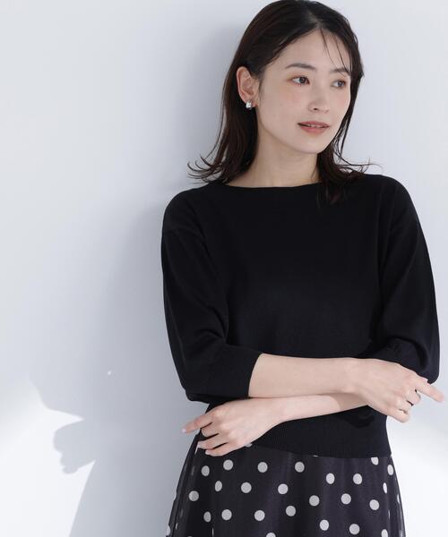 NATURAL BEAUTY BASIC（ナチュラルビューティーベーシック）の「【ちょうど、いい服】しれっと、できすぎニット（ニット/セーター・レディース・レッド/オフホワイト/ブルー/ブラック・FREE）」の9枚目の写真