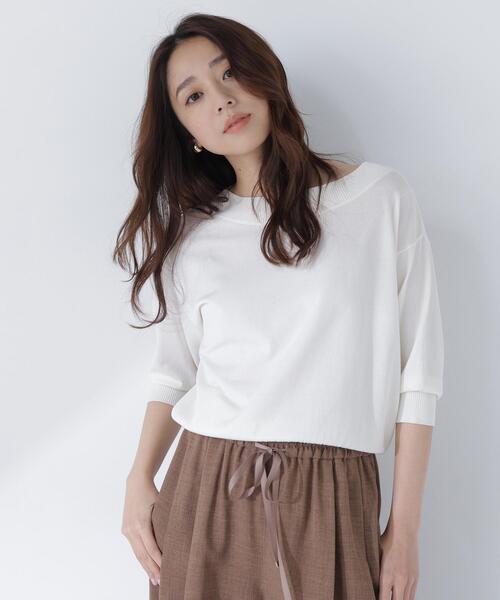 NATURAL BEAUTY BASIC（ナチュラルビューティーベーシック）の「【ちょうど、いい服】しれっと、できすぎニット（ニット/セーター・レディース・レッド/オフホワイト/ブルー/ブラック・FREE）」の20枚目の写真