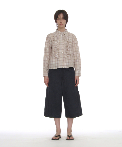PARTIMENTO WOMEN（パルティメントウィメン）の「カントリーラッフルピンタックシャツ_ベージュチェック（シャツ/ブラウス・レディース・その他・SMALL/MEDIUM）」の2枚目の写真