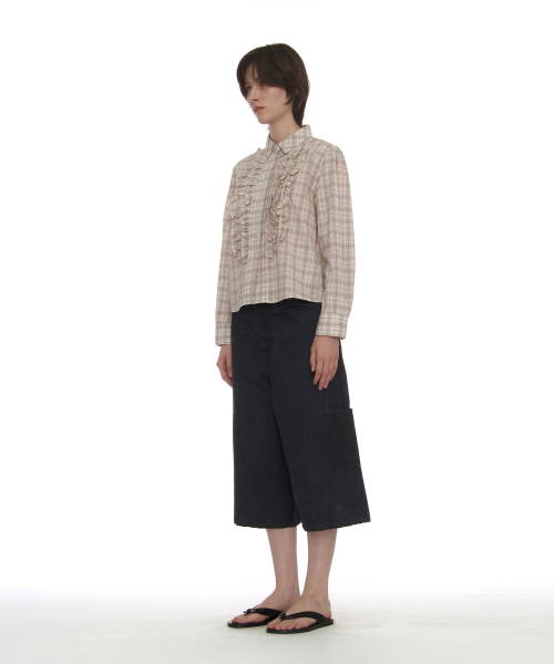 PARTIMENTO WOMEN（パルティメントウィメン）の「カントリーラッフルピンタックシャツ_ベージュチェック（シャツ/ブラウス・レディース・その他・SMALL/MEDIUM）」の3枚目の写真