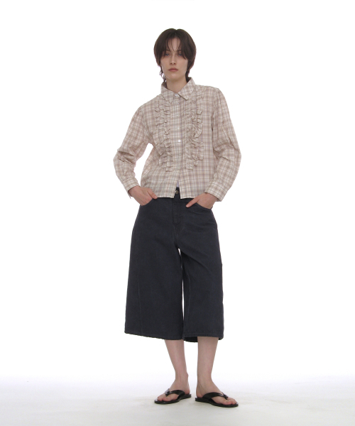 PARTIMENTO WOMEN（パルティメントウィメン）の「カントリーラッフルピンタックシャツ_ベージュチェック（シャツ/ブラウス・レディース・その他・SMALL/MEDIUM）」の5枚目の写真