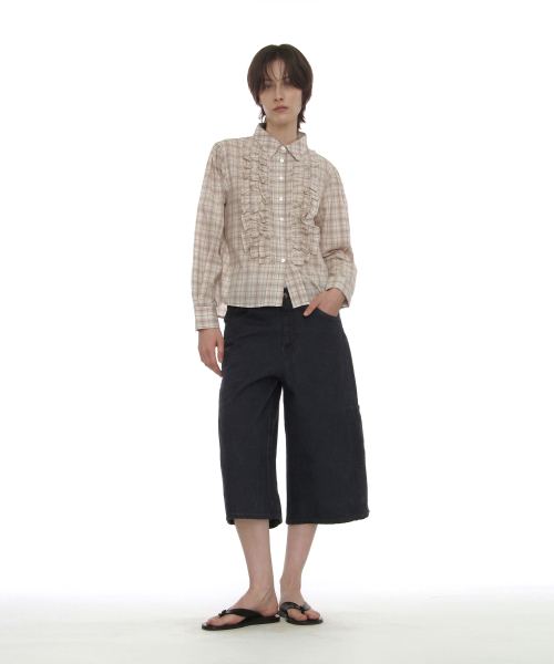 PARTIMENTO WOMEN（パルティメントウィメン）の「カントリーラッフルピンタックシャツ_ベージュチェック（シャツ/ブラウス・レディース・その他・SMALL/MEDIUM）」の6枚目の写真