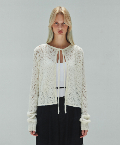 DIAGONAL(ダイアゴナル)の「LACE PUNCHING KNIT CARDIGAN (ivory)(カーディガン/ボレロ・レディース・その他・FREE)」の1枚目の写真