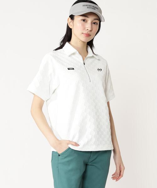 MASTER BUNNY EDITION（マスターバニーエディション）の「【MASTER BUNNY EDITION】ロゴジャガード（ポロシャツ・レディース・ブラック/ベージュ/ホワイト・LARGE/SMALL/MEDIUM）」の2枚目の写真