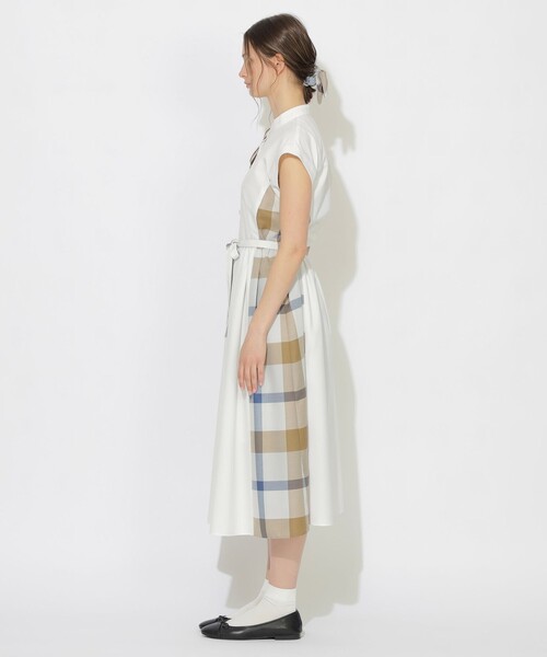 CB CRESTBRIDGE（シービークレストブリッジ）の「パーシャルチェックフレンチスリーブワンピース（ワンピース・レディース・ダークネイビー/ホワイト系その他・M/S）」の3枚目の写真